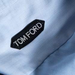 Tom Ford Light Blue Cotton Herringbone Patterned Shirt XXL 
