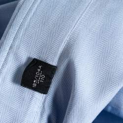 Tom Ford Light Blue Cotton Herringbone Patterned Shirt XXL 