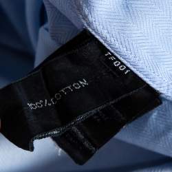 Tom Ford Light Blue Cotton Herringbone Patterned Shirt XXL 