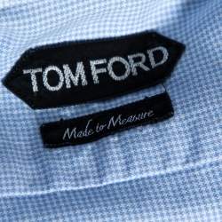 Pre Owned Tom Ford Sky Blue Cotton Patterned Shirt XL