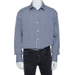 Tom Ford Blue Gingham Check Cotton Shirt XXXL 
