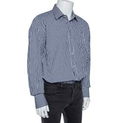 Tom Ford Blue Gingham Check Cotton Shirt XXXL 
