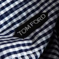Tom Ford Blue Gingham Check Cotton Shirt XXXL 