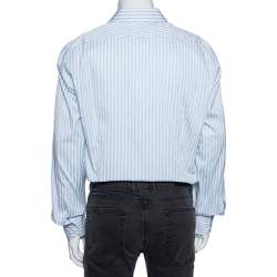 مملوكة مسبقًا Tom Ford Blue Striped Cotton Button Up Shirt XXXL 