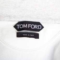Pre Owned Tom Ford Grey Cotton Knit Zip Front Point Collar Sweatshirt XL