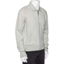 Pre Owned Tom Ford Grey Cotton Knit Zip Front Point Collar Sweatshirt XL