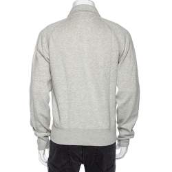 Pre Owned Tom Ford Grey Cotton Knit Zip Front Point Collar Sweatshirt XL