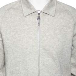 Pre Owned Tom Ford Grey Cotton Knit Zip Front Point Collar Sweatshirt XL