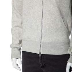 Pre Owned Tom Ford Grey Cotton Knit Zip Front Point Collar Sweatshirt XL