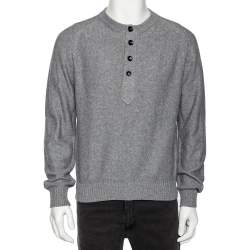 Pre Owned كنزة توم فورد هينلي قطن تريكو رصاصي مقاس كبير جدًا - إكس لارج