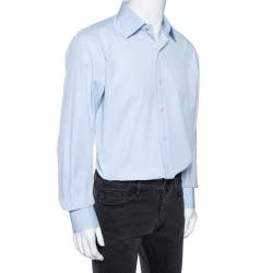 مملوكة مسبقًا Tom Ford Light Blue Cotton Barrel Cuff Poplin Shirt XXL 