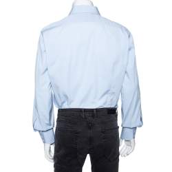 مملوكة مسبقًا Tom Ford Light Blue Cotton Barrel Cuff Poplin Shirt XXL 