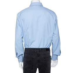 Pre Owned Tom Ford Sky Blue Cotton Patterned Shirt XXL 