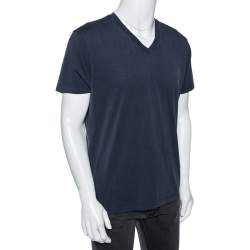 مملوكة مسبقًا Tom Ford Blue Jersey V-Neck T-Shirt XL