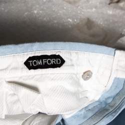 Pre Owned Tom Ford Light Blue Linen Buckle Detailed Pants XL