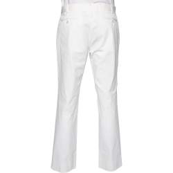 Pre Owned Tom Ford White Cotton Straight Leg Trousers XL
