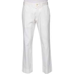 Pre Owned Tom Ford White Cotton Straight Leg Trousers XL