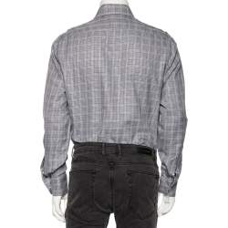 Pre Owned Tom Ford Grey Checkered Cotton Button Front Shirt XL  