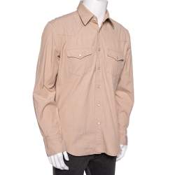Pre Owned Tom Ford Beige Cotton Patch Pocket Detail Button Front Shirt XL