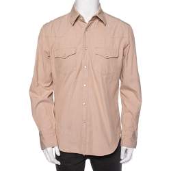 Pre Owned Tom Ford Beige Cotton Patch Pocket Detail Button Front Shirt XL