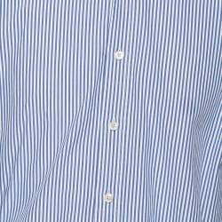 Pre Owned Tom Ford Blue & White Striped Cotton Button Front Shirt L