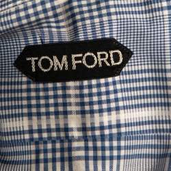 Pre Owned Tom Ford Blue Glen Checkered Cotton Button Front Shirt L