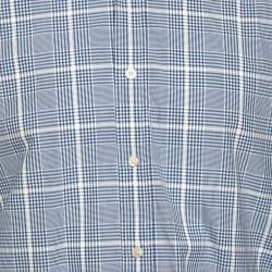 Pre Owned Tom Ford Blue Glen Checkered Cotton Button Front Shirt L
