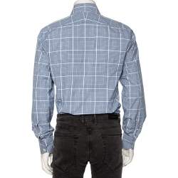 Pre Owned Tom Ford Blue Glen Checkered Cotton Button Front Shirt L