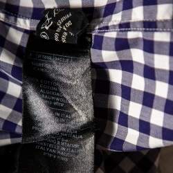 مملوكة مسبقًا Tom Ford Indigo Gingham Checkered Cotton Button Front Shirt L