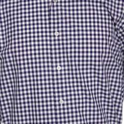 مملوكة مسبقًا Tom Ford Indigo Gingham Checkered Cotton Button Front Shirt L