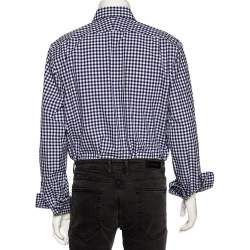 مملوكة مسبقًا Tom Ford Indigo Gingham Checkered Cotton Button Front Shirt L