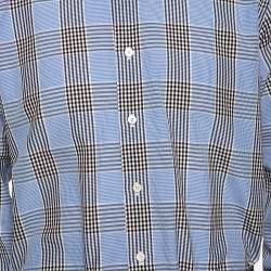 Tom Ford Blue Glen Checkered Cotton Button Front Shirt L