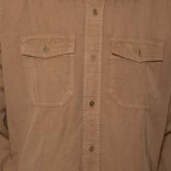 Pre Owned Tom Ford Light Brown Linen Patch Pocket Detailed Button Front Shirt XL
