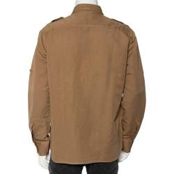 Pre Owned Tom Ford Light Brown Linen Patch Pocket Detailed Button Front Shirt XL