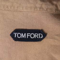 Pre Owned Tom Ford Light Brown Linen Patch Pocket Detailed Button Front Shirt XL