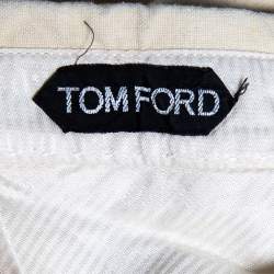 Pre Owned Tom Ford Cream Linen Buckle Waist Detailed Pants XL