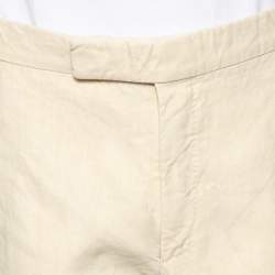 Pre Owned Tom Ford Cream Linen Buckle Waist Detailed Pants XL