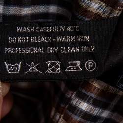 Pre Owned قميص توم فورد قطن تشيكريد بني بأزرار أمامية مقاس صغير - سمول 