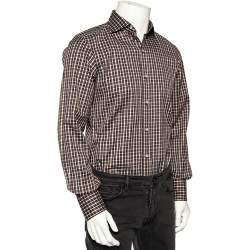 Pre Owned قميص توم فورد قطن تشيكريد بني بأزرار أمامية مقاس صغير - سمول 