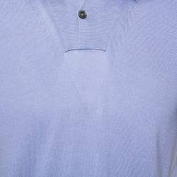Pre Owned Tom Ford Blue Silk Knit Short Sleeve Tailored Polo T-Shirt XL
