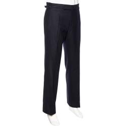 Pre Owned Tom Ford Navy Blue Wool Straight Leg Pants XL