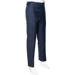 Pre Owned بنطلون توم فورد صوف أزرق كحلي بأرجل ضيقة مقاس كبير جدًا - إكس لارج