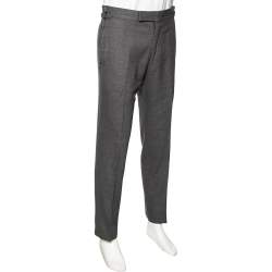 Pre Owned Tom Ford Charcoal Grey Wool & Silk Pants L