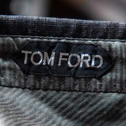Pre Owned Tom Ford Grey Checkered Wool Straight Leg Pants L