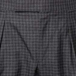 Pre Owned Tom Ford Grey Checkered Wool Straight Leg Pants L