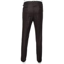 مملوكة مسبقًا Tom Ford Black Patterned Cashmere & Wool Straight Leg Pants L