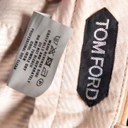 Pre Owned بنطلون توم فورد قطن مضلع بيج قصة مستقيمة مقاس كبير - لارج