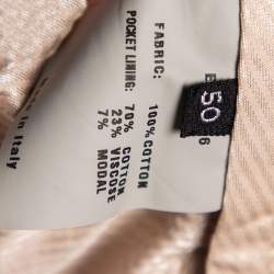 Pre Owned بنطلون توم فورد قطن مضلع بيج قصة مستقيمة مقاس كبير - لارج