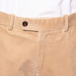 Pre Owned بنطلون توم فورد قطن مضلع بيج قصة مستقيمة مقاس كبير - لارج