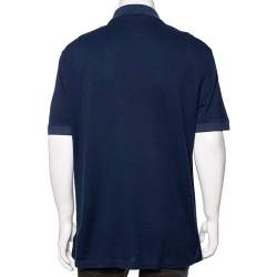 Pre Owned Tom Ford Navy Blue Cotton Pique Polo T-Shirt 3XL